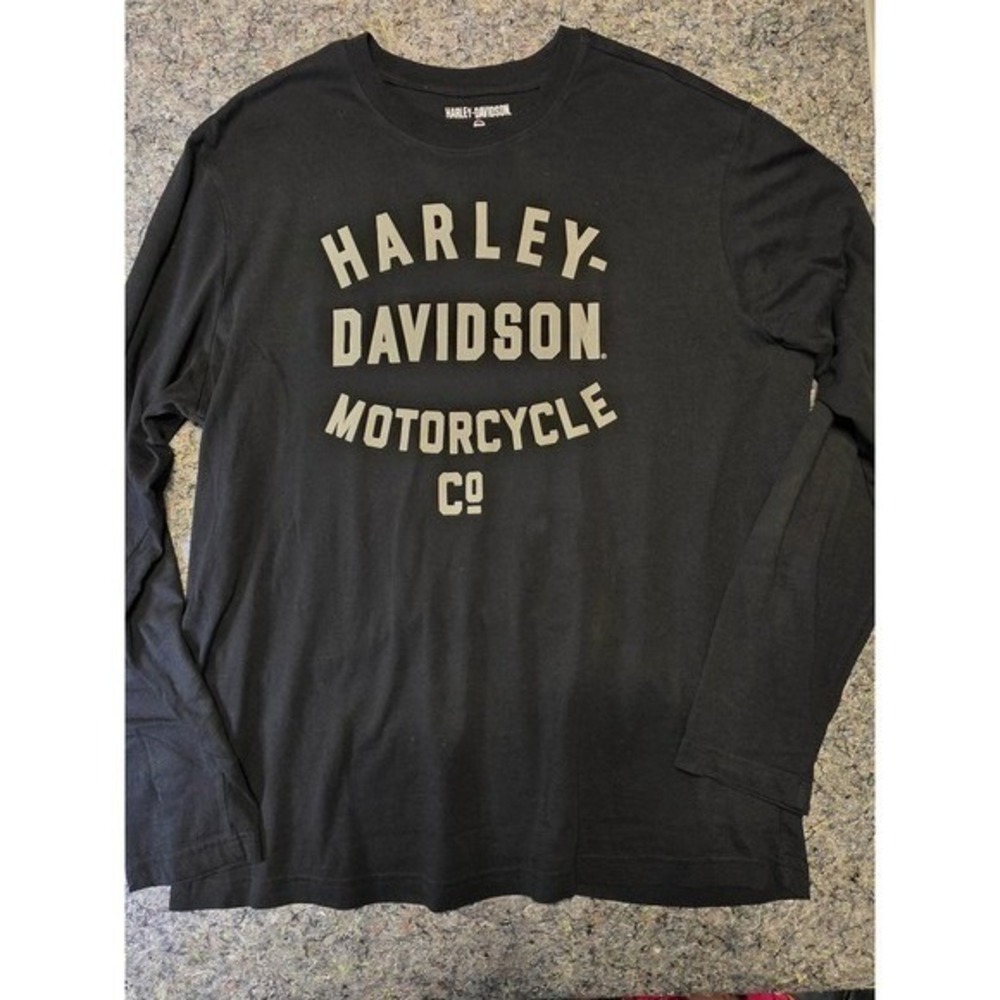 981 Harley-Davidson Mens Long Sleeve Graphic T-Shirt Black Regular XL Logo Tee
